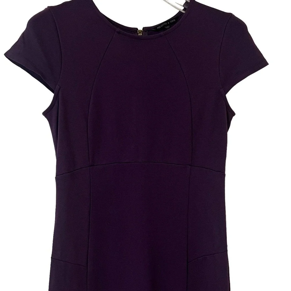 🌵 Felicity & Coco Women's Purple Cap Sleeve Midi Unlined Sheath Dress- Large - Picture 2 of 7
